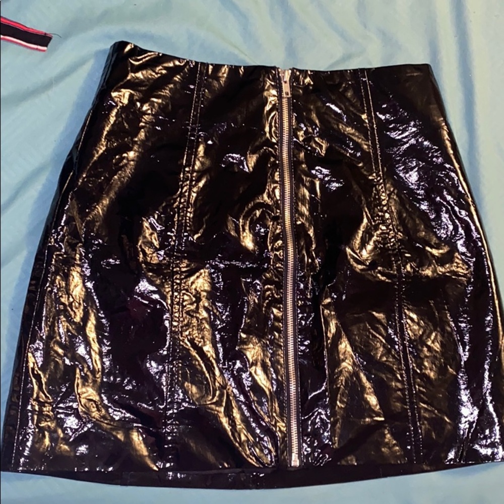 Leather mini skirt